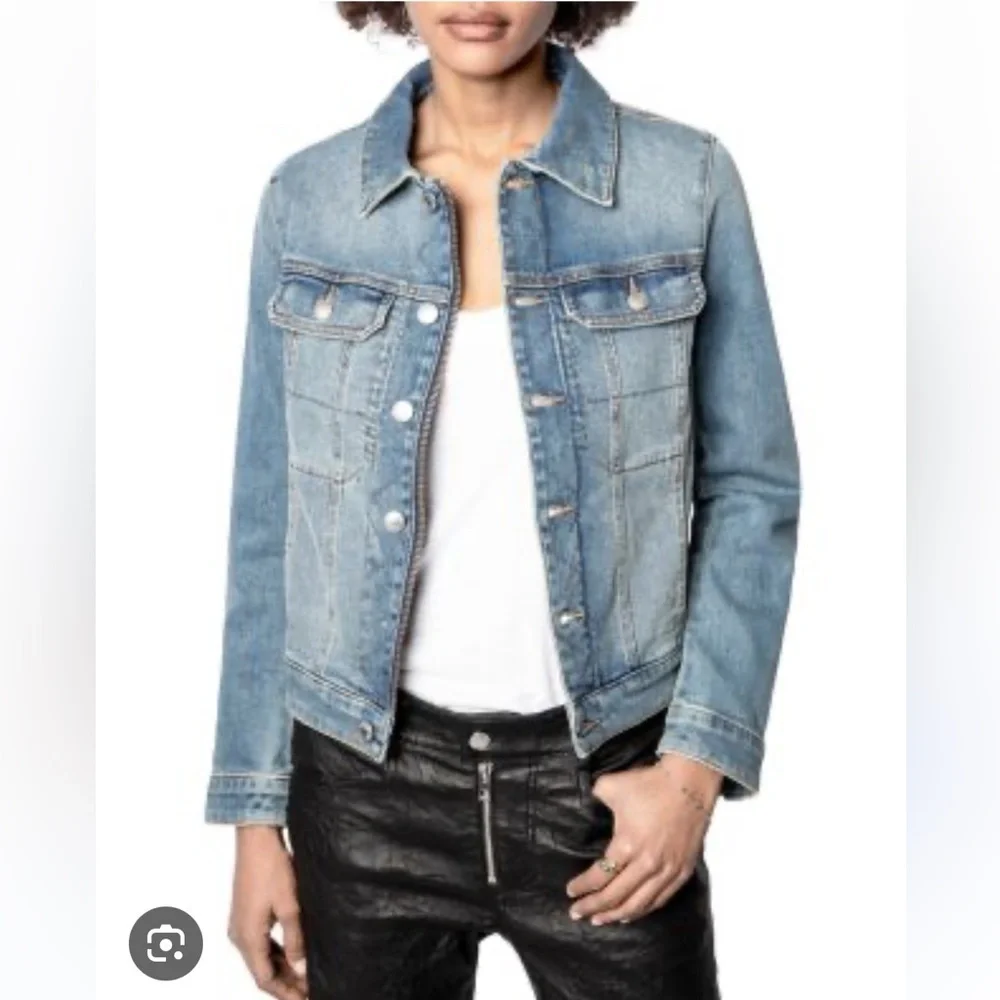 Zadig & Voltaire Light Blue Denim Jacket with Back Graphic Patch
